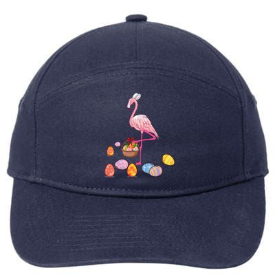 Easter Flamingo Bunny Lovers Egg Basket Funny Easter Gift 7-Panel Snapback Hat