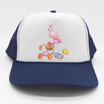 Easter Flamingo Bunny Lovers Egg Basket Funny Easter Gift Trucker Hat