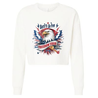 Eagle Freedom Born To Be Free 4th Of July Cropped Pullover Crew