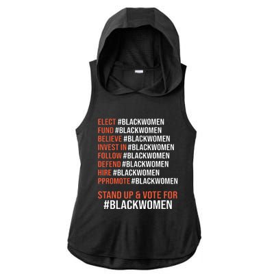 Elect Fund Believe Invest In Follow Defend Black Women Ladies PosiCharge Tri-Blend Wicking Draft Hoodie Tank