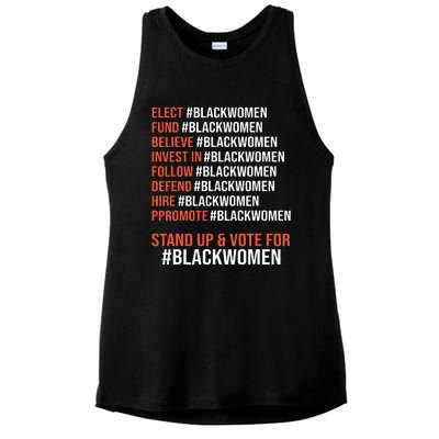 Elect Fund Believe Invest In Follow Defend Black Women Ladies PosiCharge Tri-Blend Wicking Tank