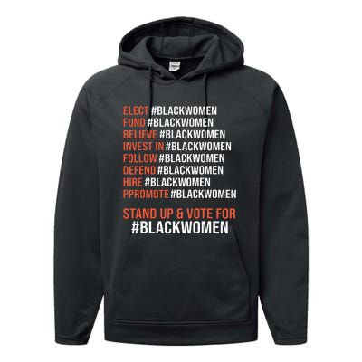 Elect Fund Believe Invest In Follow Defend Black Women Performance Fleece Hoodie