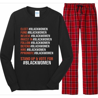 Elect Fund Believe Invest In Follow Defend Black Women Long Sleeve Pajama Set