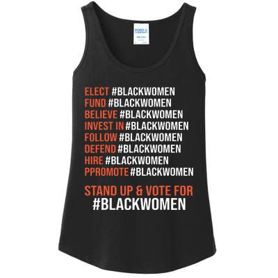 Elect Fund Believe Invest In Follow Defend Black Women Ladies Essential Tank