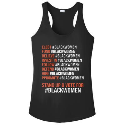 Elect Fund Believe Invest In Follow Defend Black Women Ladies PosiCharge Competitor Racerback Tank