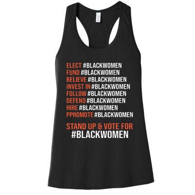 Elect Fund Believe Invest In Follow Defend Black Women Women's Racerback Tank