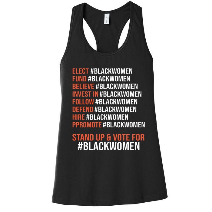 Elect Fund Believe Invest In Follow Defend Black Women Women's Racerback Tank