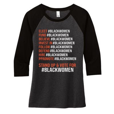 Elect Fund Believe Invest In Follow Defend Black Women Women's Tri-Blend 3/4-Sleeve Raglan Shirt