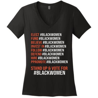 Elect Fund Believe Invest In Follow Defend Black Women Women's V-Neck T-Shirt