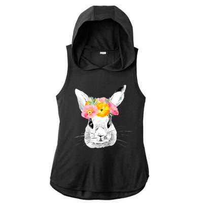 Easter Female Bunny Holiday Ladies PosiCharge Tri-Blend Wicking Draft Hoodie Tank