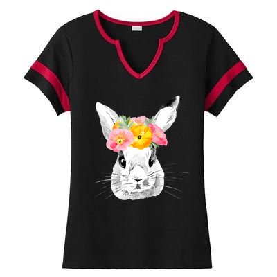 Easter Female Bunny Holiday Ladies Halftime Notch Neck Tee