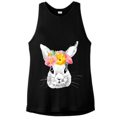 Easter Female Bunny Holiday Ladies PosiCharge Tri-Blend Wicking Tank