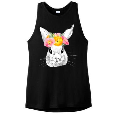 Easter Female Bunny Holiday Ladies PosiCharge Tri-Blend Wicking Tank