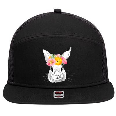 Easter Female Bunny Holiday 7 Panel Mesh Trucker Snapback Hat