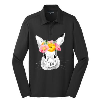 Easter Female Bunny Holiday Silk Touch Performance Long Sleeve Polo