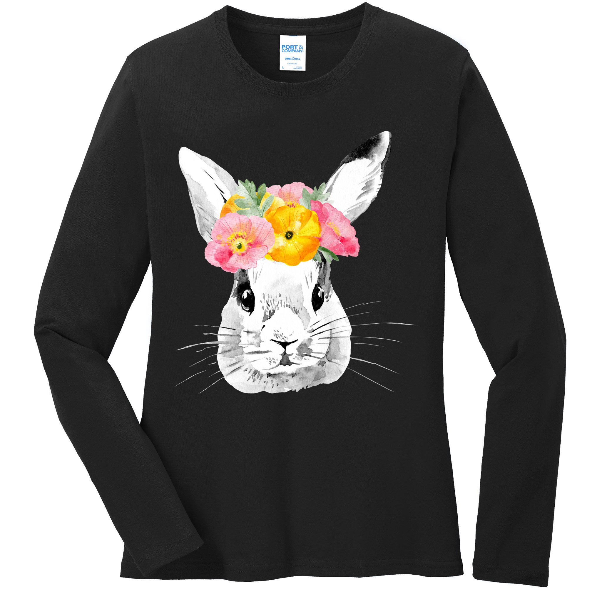Easter Female Bunny Holiday Ladies Long Sleeve Shirt