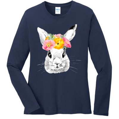 Easter Female Bunny Holiday Ladies Long Sleeve Shirt