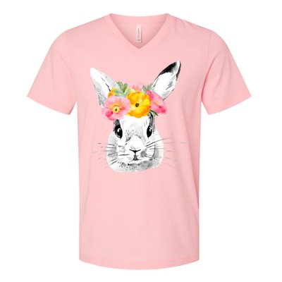 Easter Female Bunny Holiday V-Neck T-Shirt