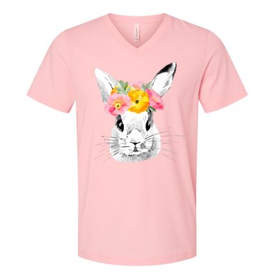 Easter Female Bunny Holiday V-Neck T-Shirt