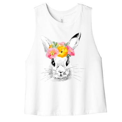 Easter Female Bunny Holiday Women's Racerback Cropped Tank