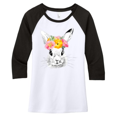 Easter Female Bunny Holiday Women's Tri-Blend 3/4-Sleeve Raglan Shirt