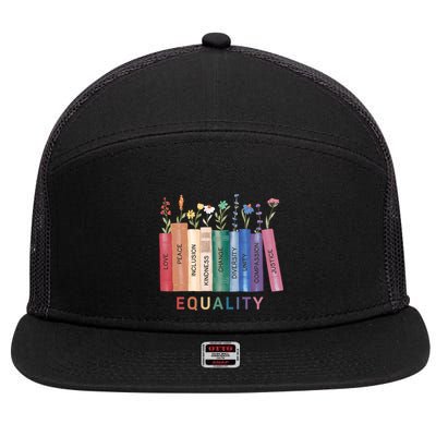 Equality Flower Books Equal Rights Social Justice Feminist Gift 7 Panel Mesh Trucker Snapback Hat