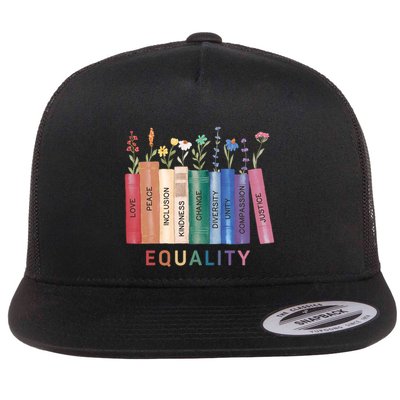 Equality Flower Books Equal Rights Social Justice Feminist Gift Flatbill Hat