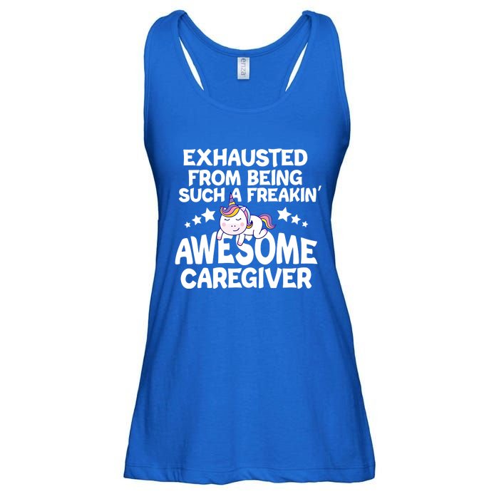 Exhausted From Being Such A Freakin’ Awesome Caregiver Gift Ladies Essential Flowy Tank