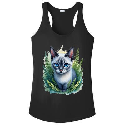 Enchanted Forest Blue Eyed Cat For Pet Lovers Flowers Ladies PosiCharge Competitor Racerback Tank