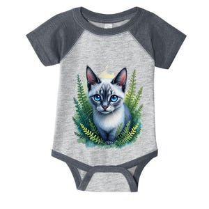 Enchanted Forest Blue Eyed Cat For Pet Lovers Flowers Infant Baby Jersey Bodysuit