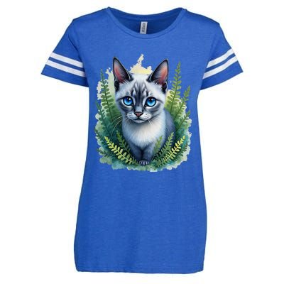 Enchanted Forest Blue Eyed Cat For Pet Lovers Flowers Enza Ladies Jersey Football T-Shirt