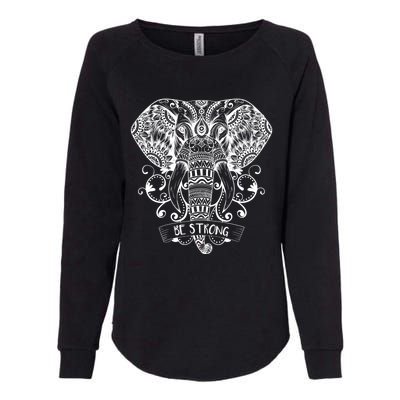 Elephant Face Be Strong Energy Dala And Yoga Meditation Cute Gift Womens California Wash Sweatshirt