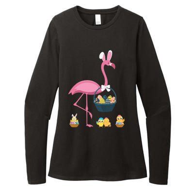 Easter Flamingo Basket Stuffer Rabbit Wading Bird Design Great Gift Womens CVC Long Sleeve Shirt