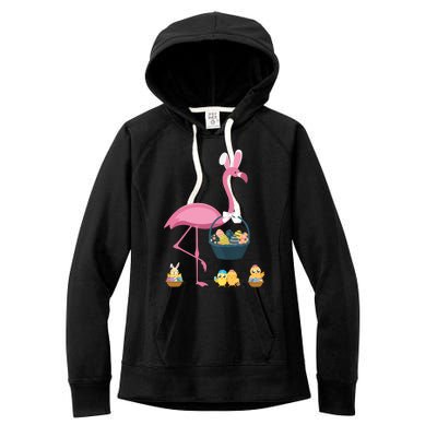 Easter Flamingo Basket Stuffer Rabbit Wading Bird Design Great Gift Women's Fleece Hoodie