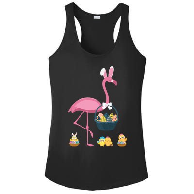 Easter Flamingo Basket Stuffer Rabbit Wading Bird Design Great Gift Ladies PosiCharge Competitor Racerback Tank