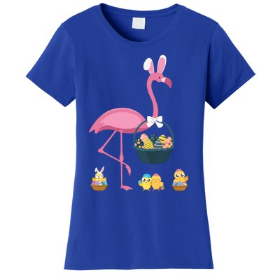 Easter Flamingo Basket Stuffer Rabbit Wading Bird Design Great Gift Women's T-Shirt