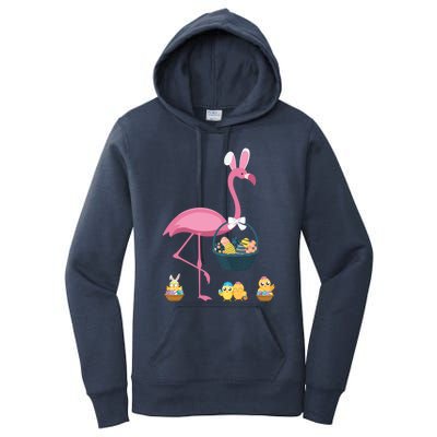 Easter Flamingo Basket Stuffer Rabbit Wading Bird Design Great Gift Women's Pullover Hoodie