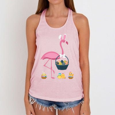 Easter Flamingo Basket Stuffer Rabbit Wading Bird Design Great Gift Women's Knotted Racerback Tank