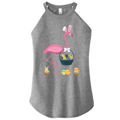 Easter Flamingo Basket Stuffer Rabbit Wading Bird Design Great Gift Women's Perfect Tri Rocker Tank