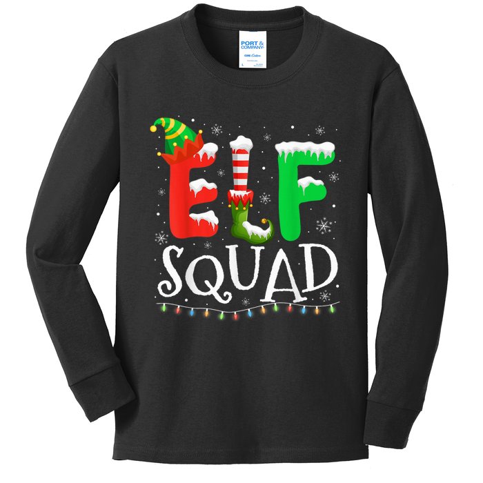 Elf Family Christmas Matching Pajamas Xmas Elf Squad Kids Long Sleeve Shirt