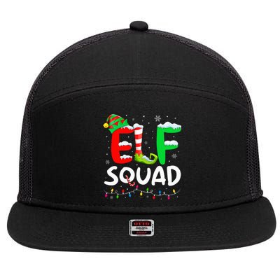 Elf Family Christmas Matching Pajamas Xmas Elf Squad  7 Panel Mesh Trucker Snapback Hat