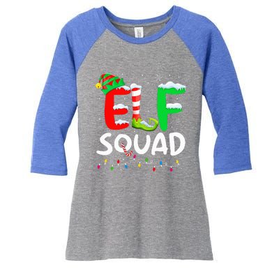 Elf Family Christmas Matching Pajamas Xmas Elf Squad  Women's Tri-Blend 3/4-Sleeve Raglan Shirt