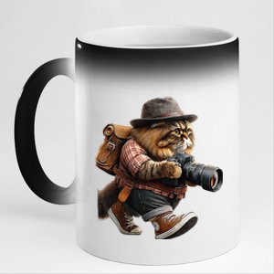 Eagerlys Funny Cat Field Photographer Fat Cat Cameraman 11oz Black Color Changing Mug