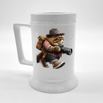 Eagerlys Funny Cat Field Photographer Fat Cat Cameraman Beer Stein