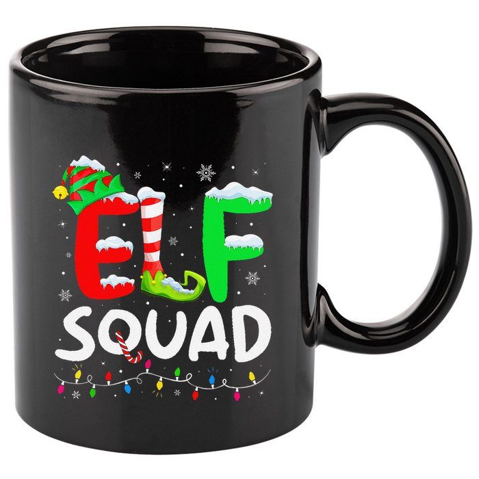 Elf Family Christmas Matching Pajamas Xmas Elf Squad 11oz C Handle Ceramic Mug