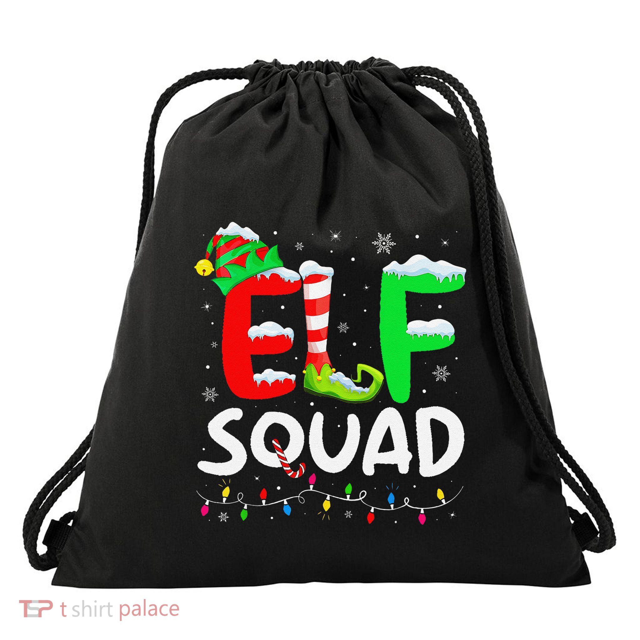 Elf Family Christmas Matching Pajamas Xmas Elf Squad Drawstring Bag