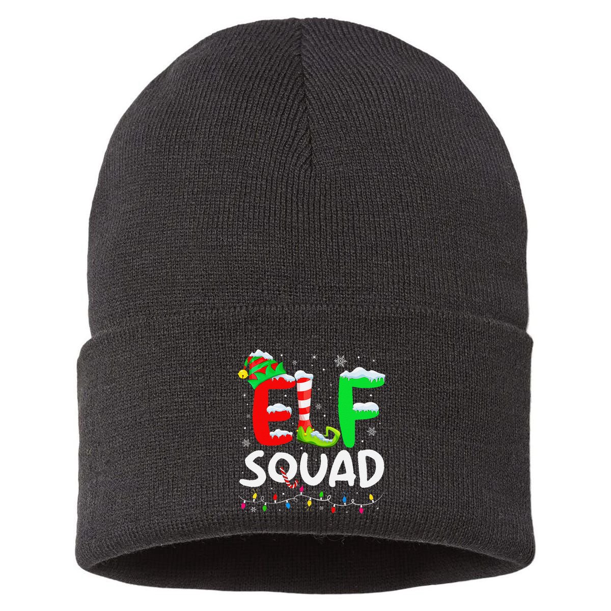 Elf Family Christmas Matching Pajamas Xmas Elf Squad Sustainable Knit Beanie
