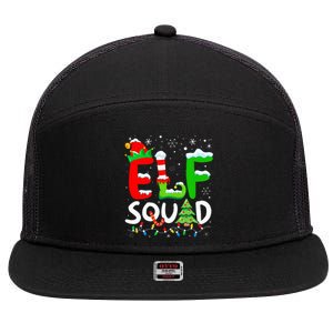 Elf Family Christmas Matching Pajamas Xmas Elf Squad 7 Panel Mesh Trucker Snapback Hat