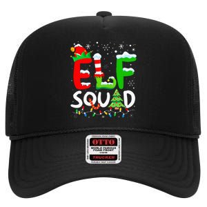 Elf Family Christmas Matching Pajamas Xmas Elf Squad High Crown Mesh Back Trucker Hat