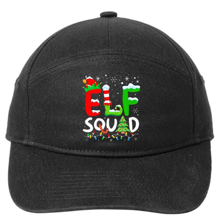 Elf Family Christmas Matching Pajamas Xmas Elf Squad 7-Panel Snapback Hat